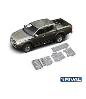 Planchas - protectores de aluminio de 4mm  RIVAL para Mitsubishi L200 Pick up