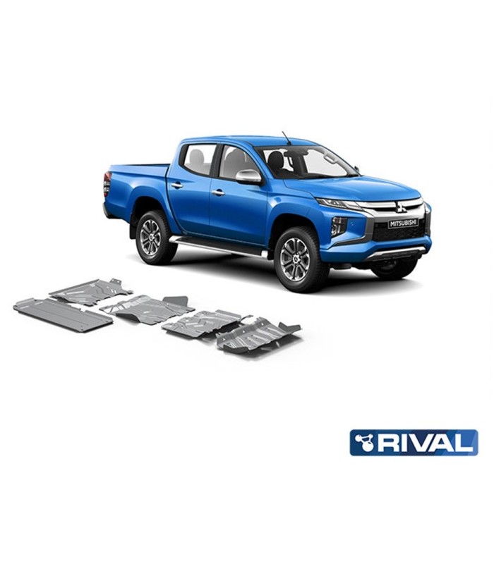 Planchas - protectores de aluminio de 6mm  RIVAL para Mitsubishi L200 Pick up