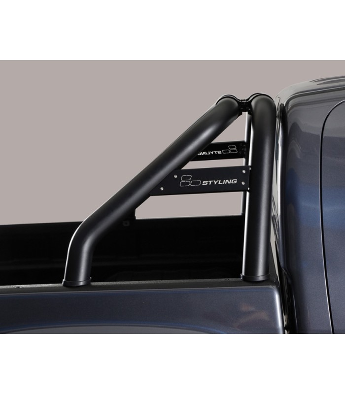 Roll bar en acero inox 76mm negra con traviesa  para Foton G7