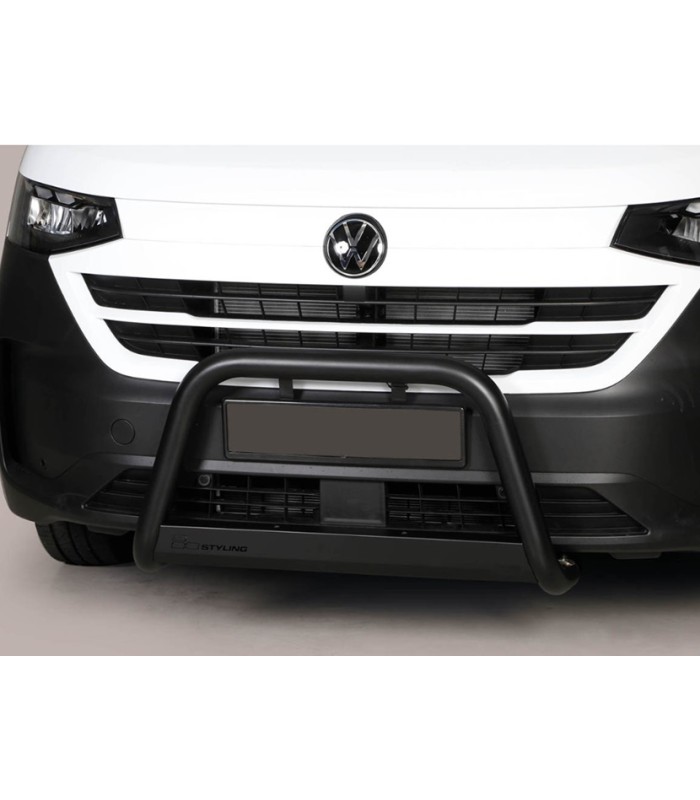 Defensa central en color negro  inox Ø63mm con traviesa Homologación CE Volkswagen Transporter T7