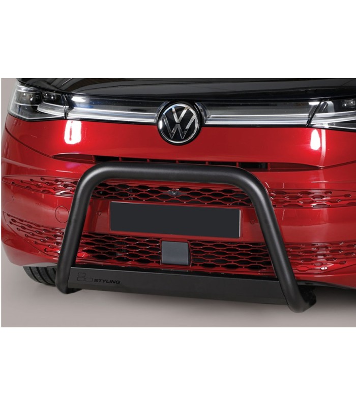 Defensa central negra inox Ø63mm con traviesa Homologación CE Volkswagen Multivan T7