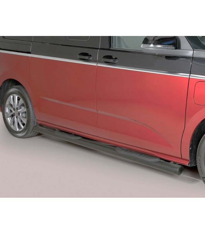 Estriberas de tubo negro inox Ø76mm para  Volkswagen Multivan T7